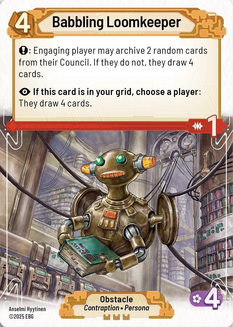 Babbling Loomkeeper, an original Hubworld: Aidalon card with its complete printed front.